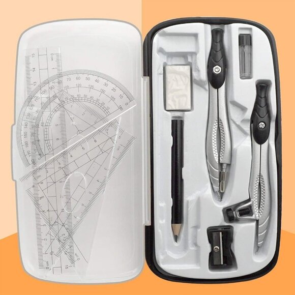 Black Geometry Compasses Squares Ruler with Maths Protractor Set - Picture 5 of 5